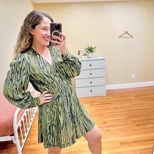 Baum Und Pferdgarten Green Black Long Sleeve Mini Dress 3 Medium